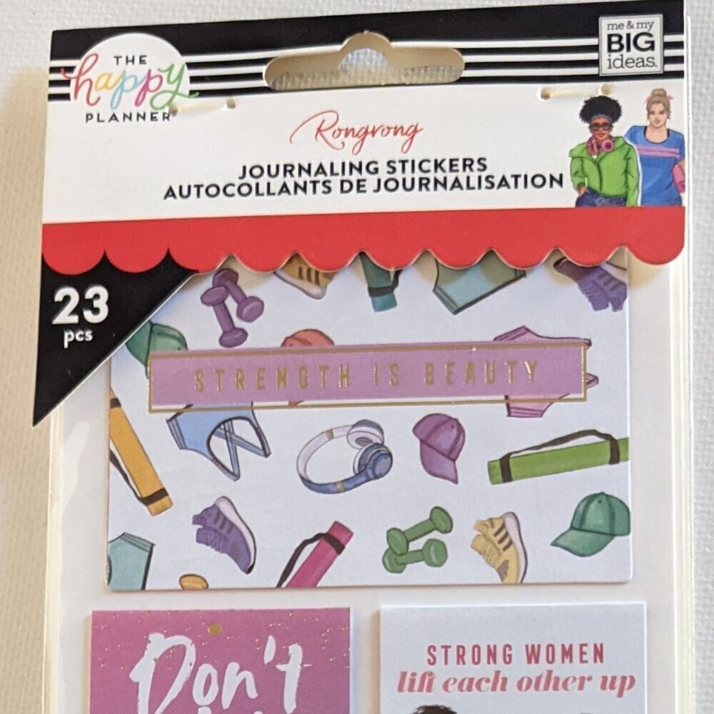 HTF Happy Planner Rong Rong 23p Journaling Strength Beauty Flip Stickers Fitness